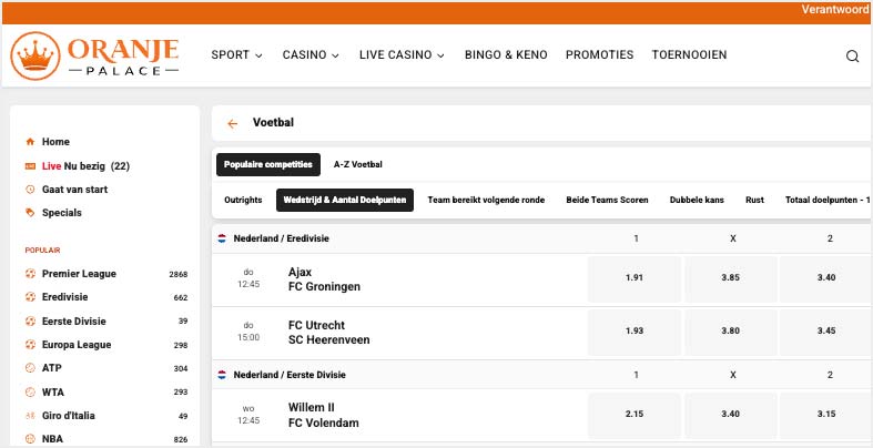 oranje palace sportsbook