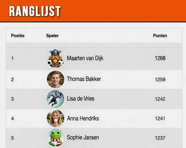 WK poule ranglijst van Intikkertje