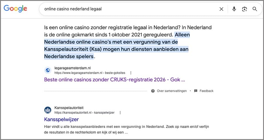 legaragegoogle google illegaal goksites