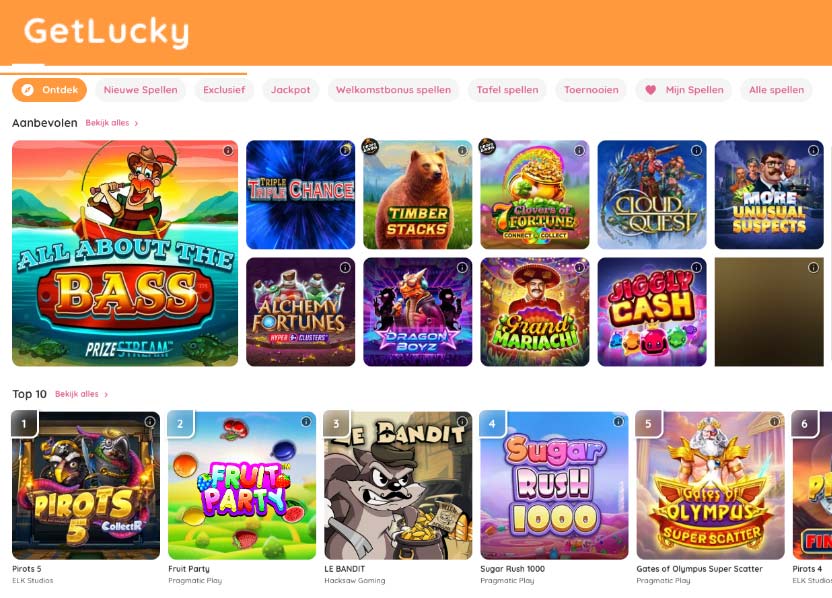 getlucky casino homepage