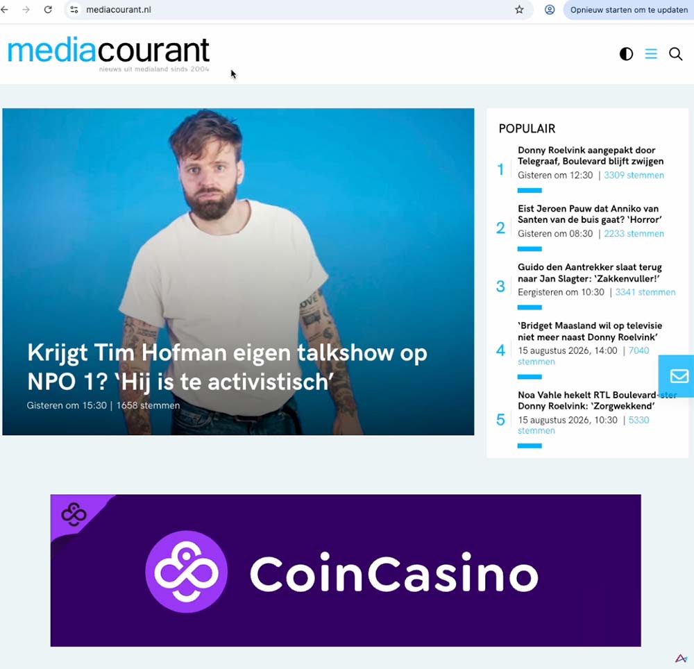 mediacourant-coincasino mediacourant casino advertentie coincasino