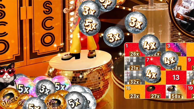 drukte op het scherm tijdens het spelen van disco balls