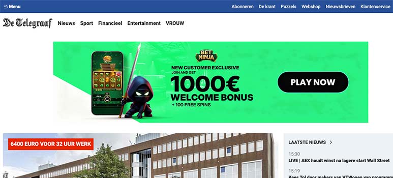 illegale gokadvertentie telegraaf homepage 28 september 2026
